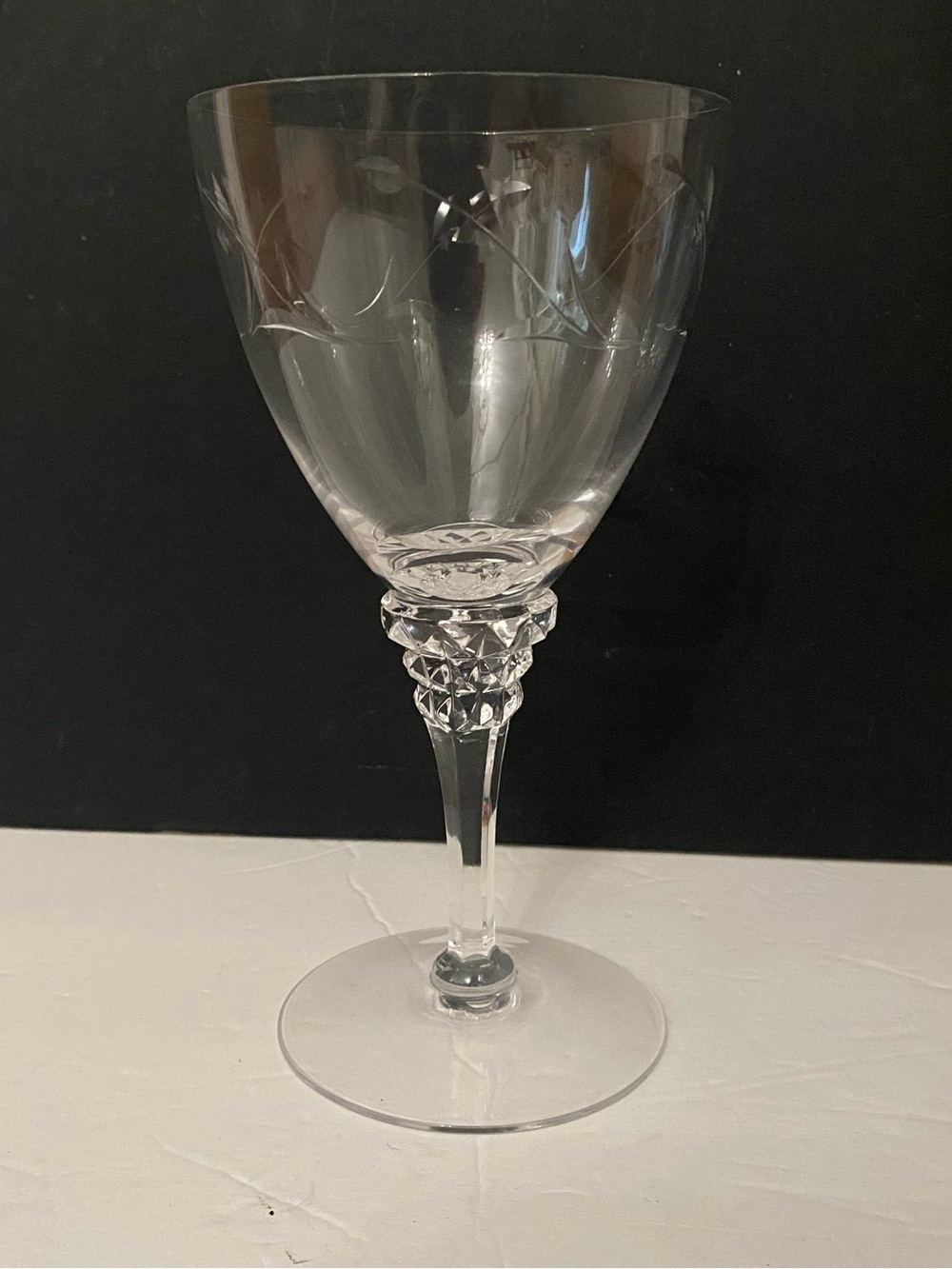 TIFFIN Franciscan Crystal Etched Water Goblet Glass Discontinued